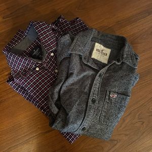 TWO men’s size small flannel shirts. American Eagle & Hollister